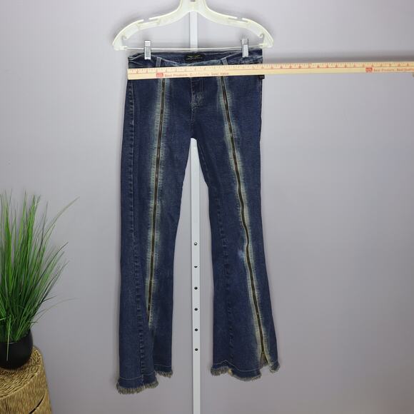 Virgin Only Distressed Denim Jeans Size M Y2K Zipper Front Detail - Picture 3 of 5